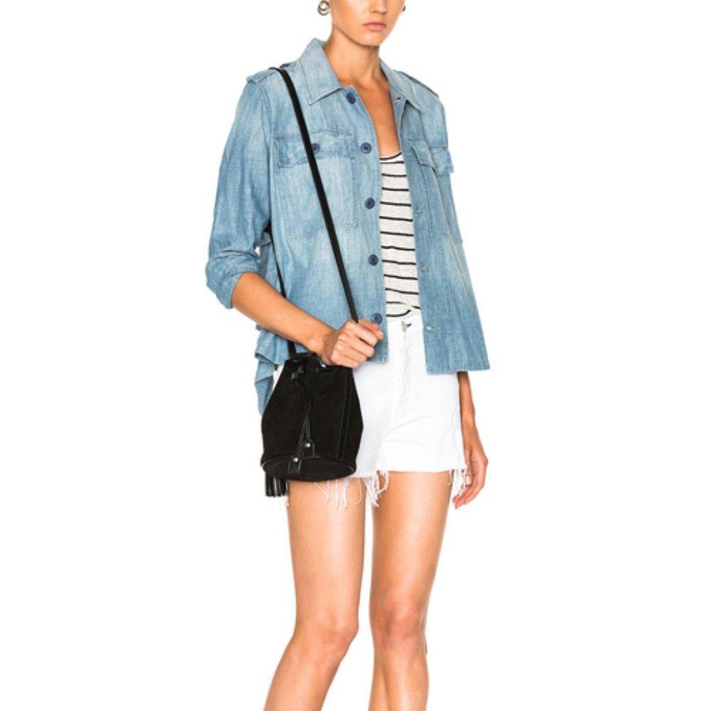 AMO Ruffle Back Army Jacket in Chambray Denim Jean - Picture 4 of 6